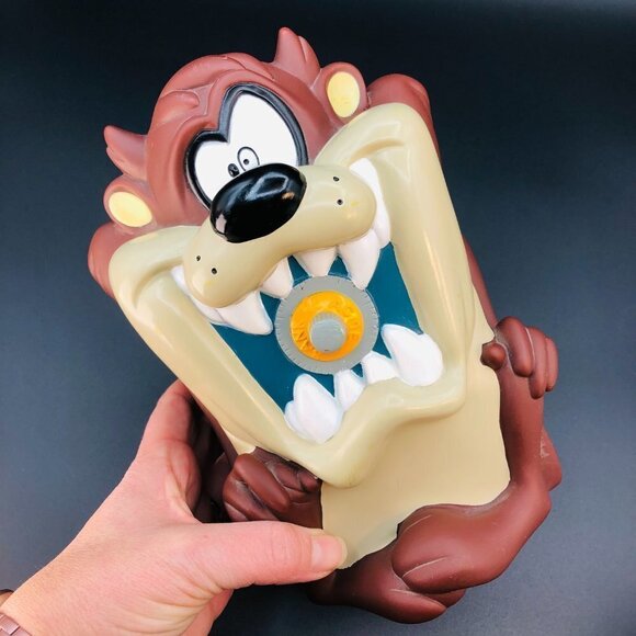 1997 Taz Coin Bank Retro Looney Tunes Tasmanian Devil Character Piggy Bank - Picture 8 of 10